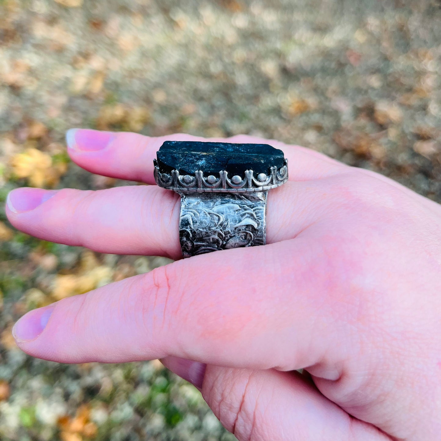 Black Tourmaline Ring ~ Size 9