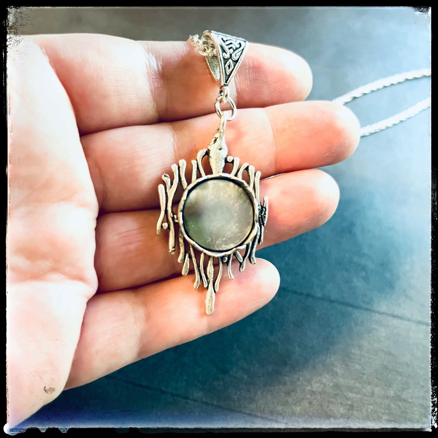 Coral Branches ~ Black Abalone Shell ~ Pendant