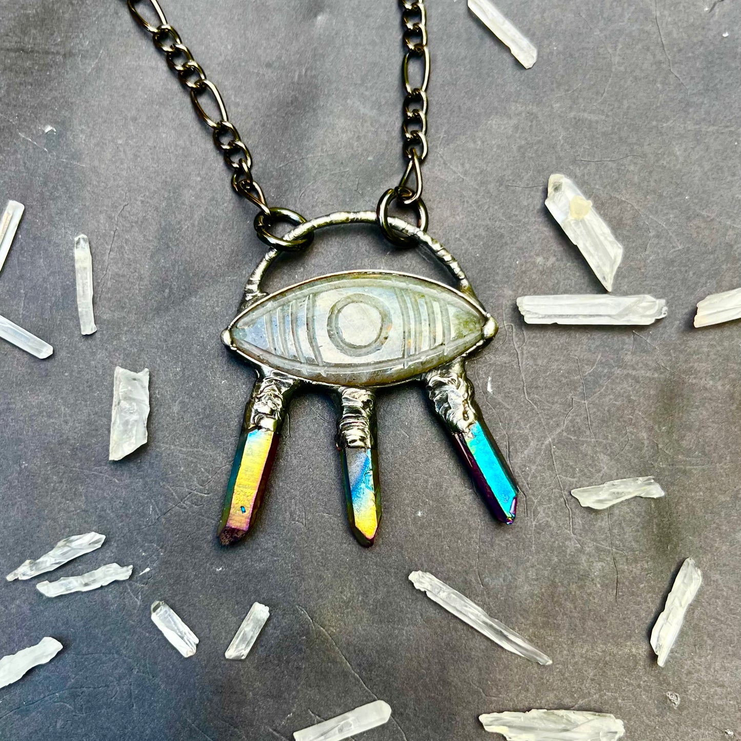 The Seer ~ Carved Labradorite Evil Eye