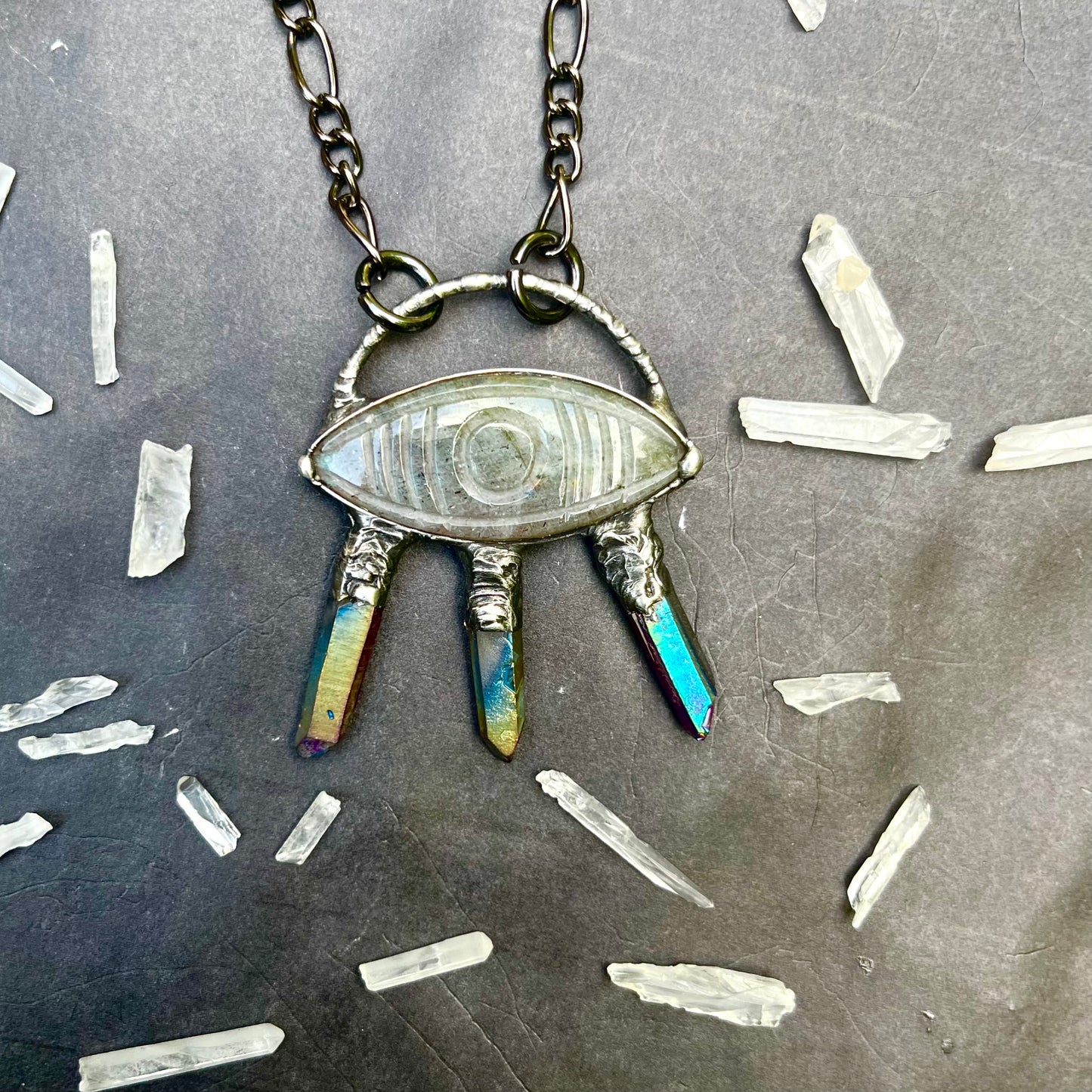 The Seer ~ Carved Labradorite Evil Eye