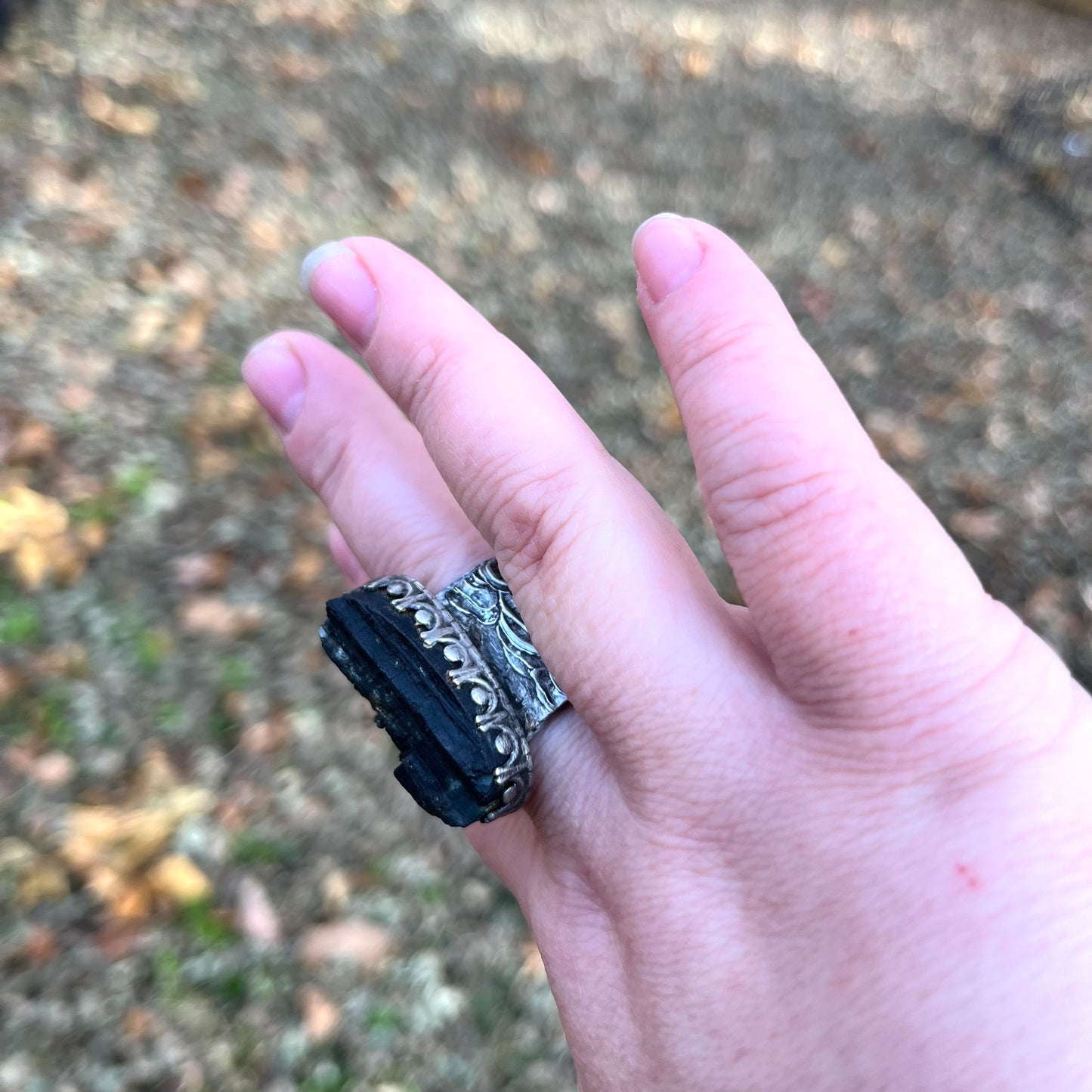 Black Tourmaline Ring ~ Size 9