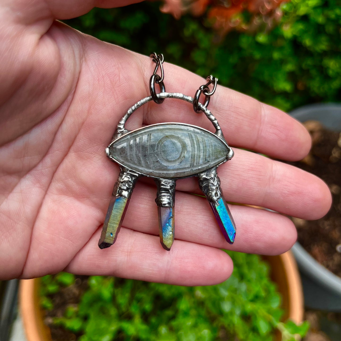 The Seer ~ Carved Labradorite Evil Eye