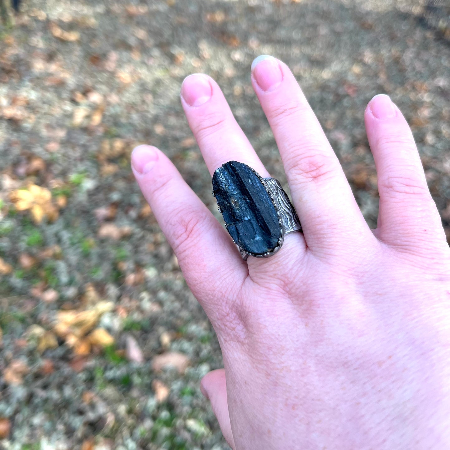 Black Tourmaline Ring ~ Size 9