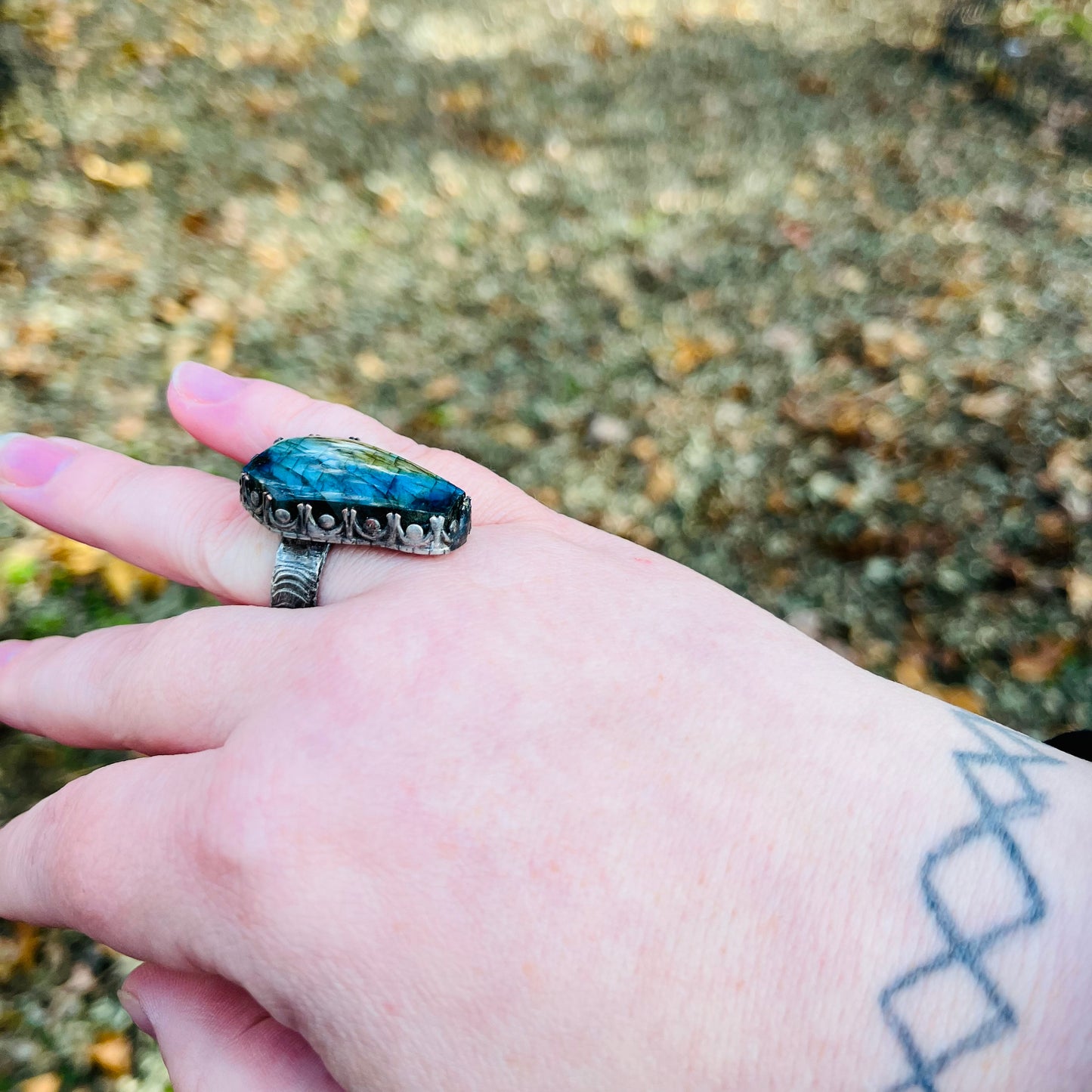 Coffin Labradorite Ring ~Size 8