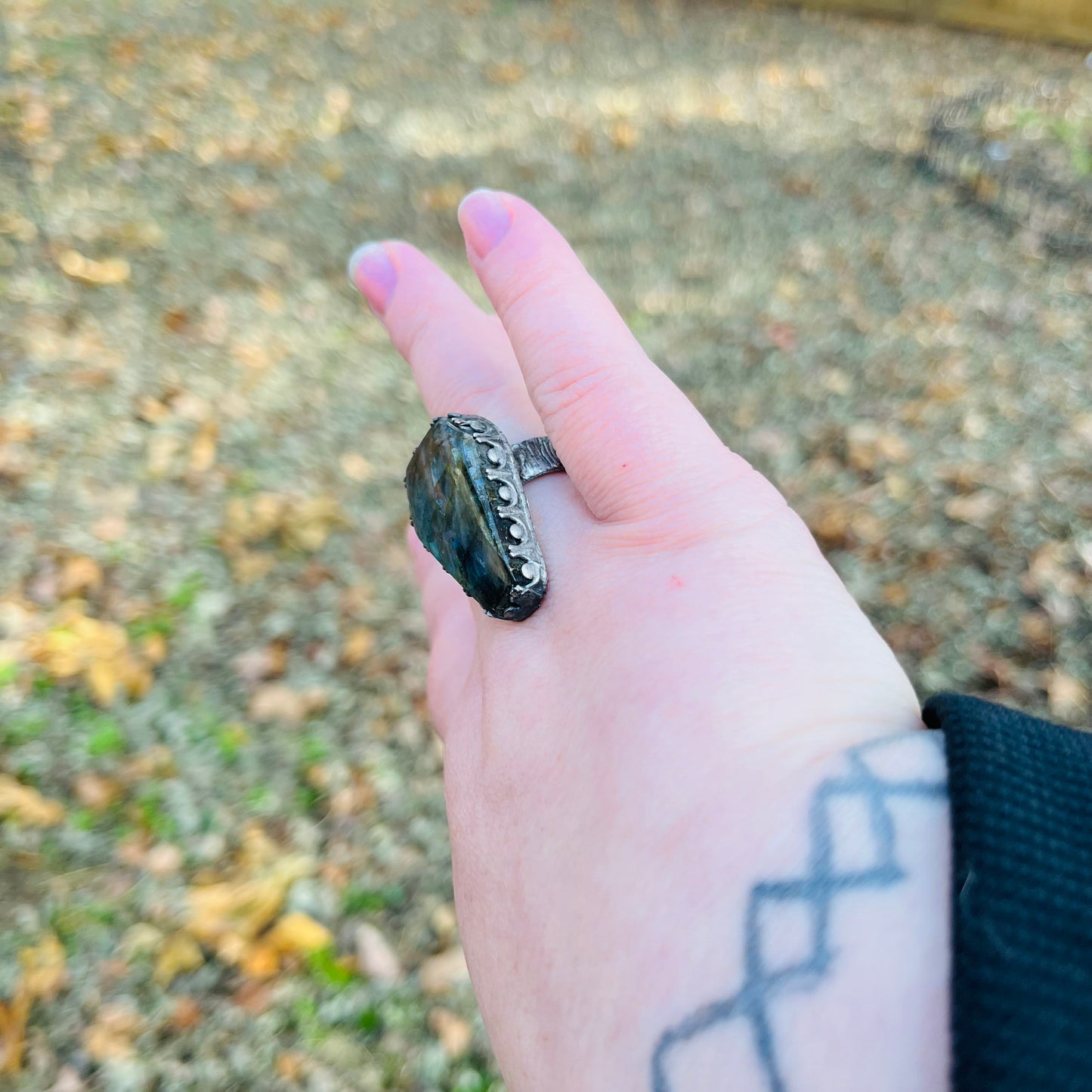 Coffin Labradorite Ring ~Size 8