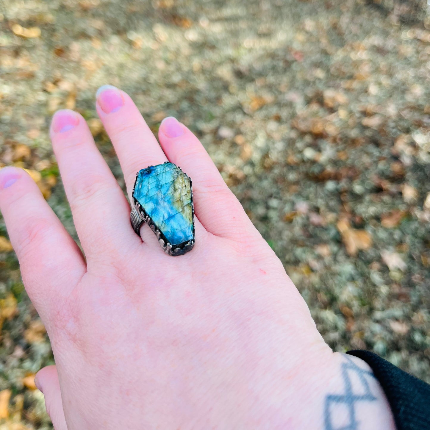 Coffin Labradorite Ring ~Size 8