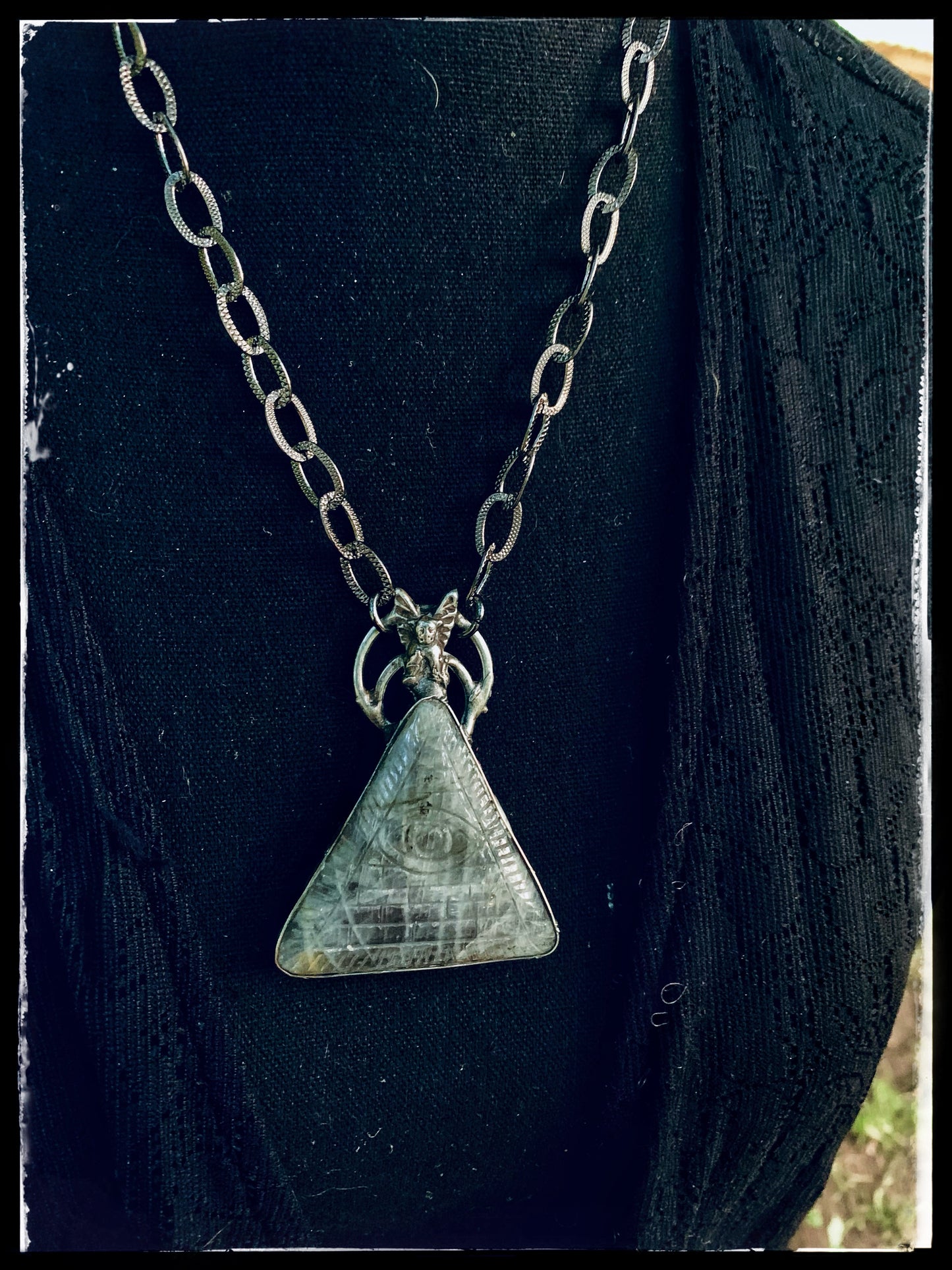 The Seer ~ Carved Labradorite Evil Eye Temple